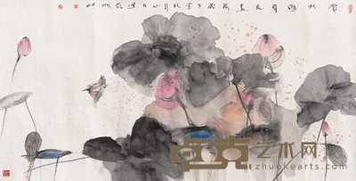 周华君 赏秋图 镜心 69×136cm